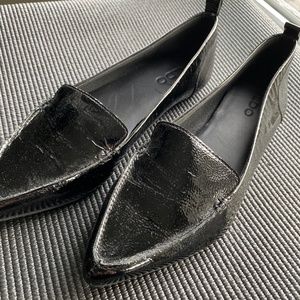 Black patent leather flats